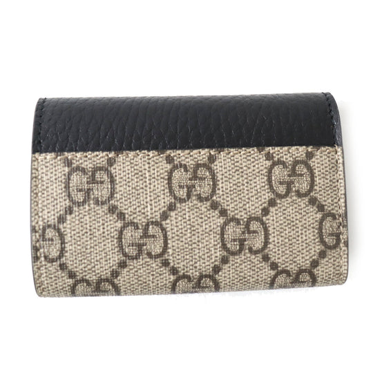 GUCCI Key case Key holder  456118 Part: Leather Black x beige Women(Unisex) Used Authentic