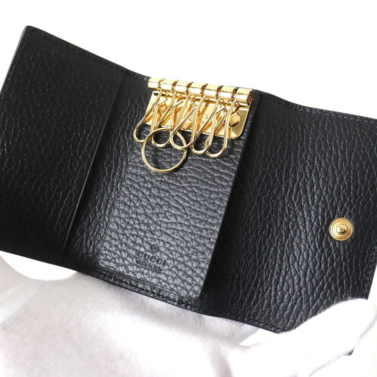 GUCCI Key case Key holder  456118 Part: Leather Black x beige Women(Unisex) Used Authentic