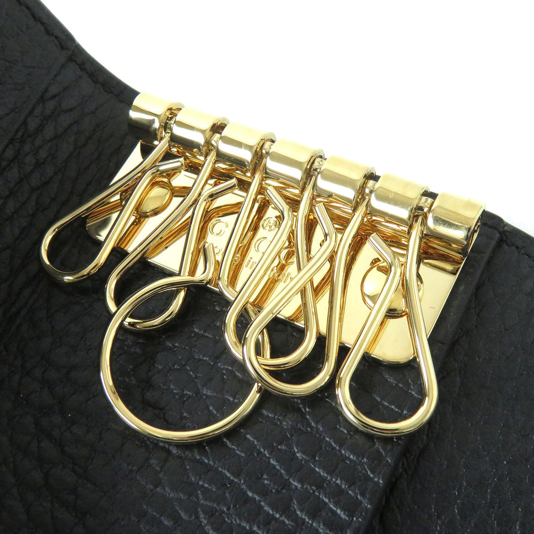 GUCCI Key case Key holder  456118 Part: Leather Black x beige Women(Unisex) Used Authentic