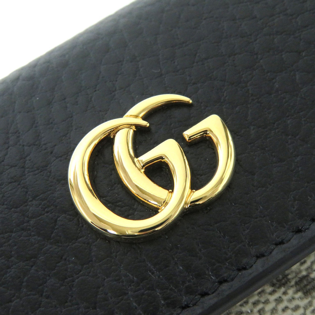 GUCCI Key case Key holder  456118 Part: Leather Black x beige Women(Unisex) Used Authentic
