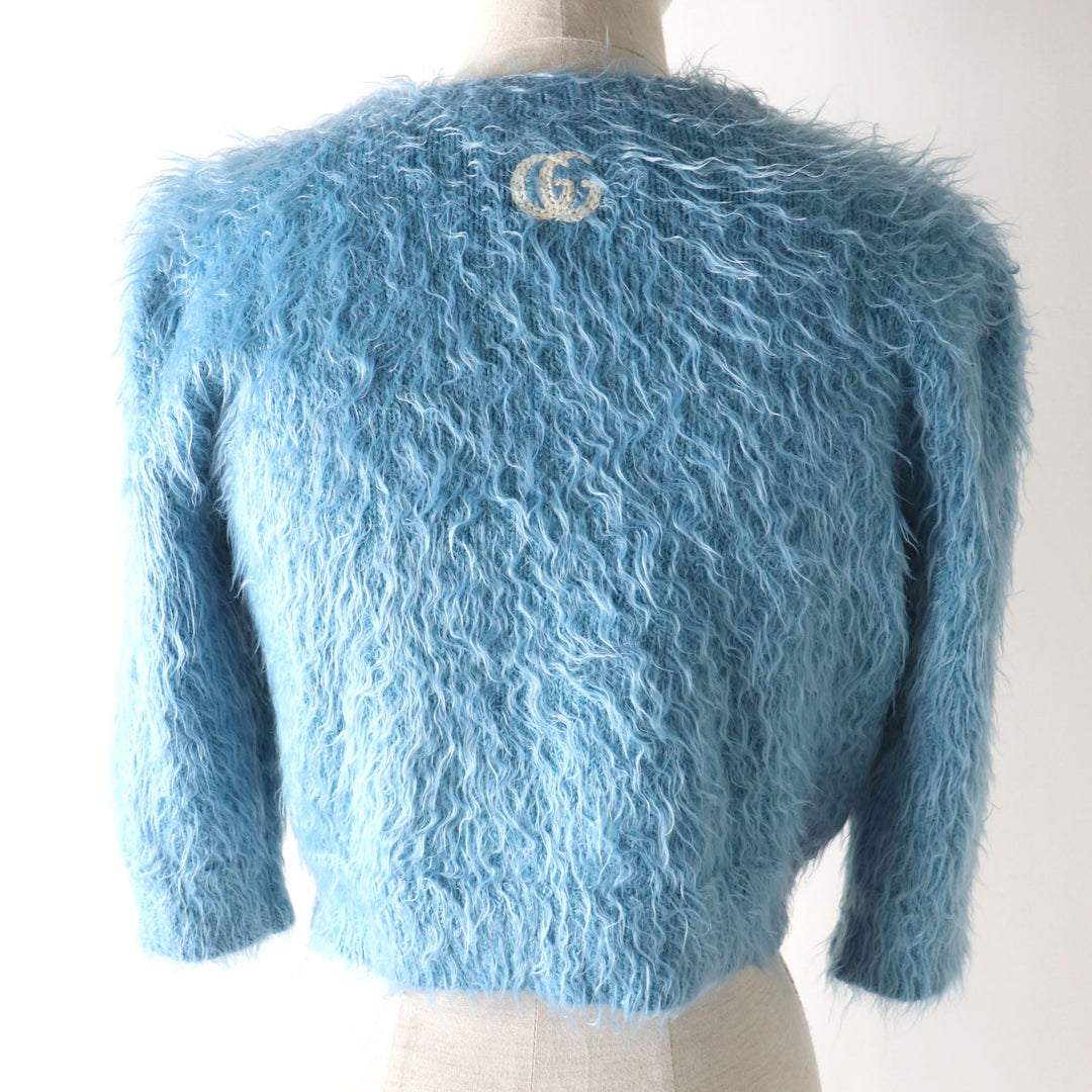 GUCCI knit 695655 Main: 82% nylon, Main: 18% wool blue Women XS Used Authentic
