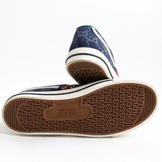GUCCI Low cut sneakers 606111 GG jacquard denim multicolor Gucci Tennis 1977 mens 7+ Used Authentic