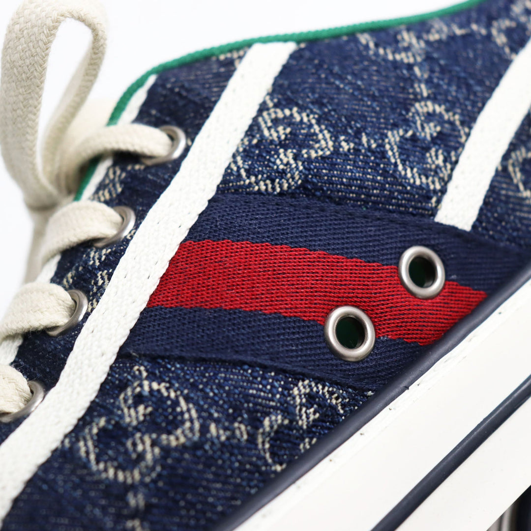 GUCCI Low cut sneakers 606111 GG jacquard denim multicolor Gucci Tennis 1977 mens 7+ Used Authentic
