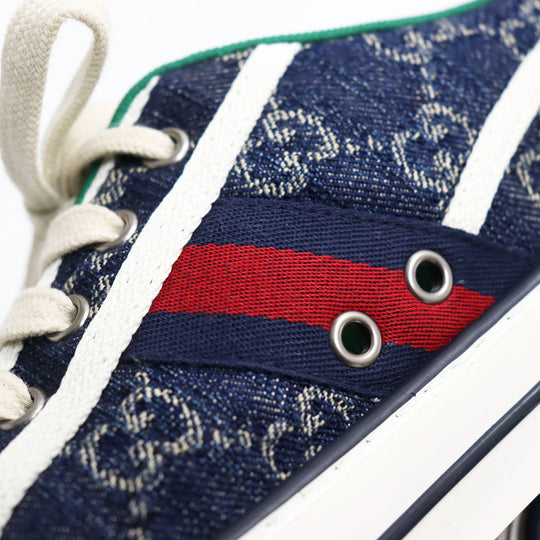GUCCI Low cut sneakers 606111 GG jacquard denim multicolor Gucci Tennis 1977 mens 7+ Used Authentic