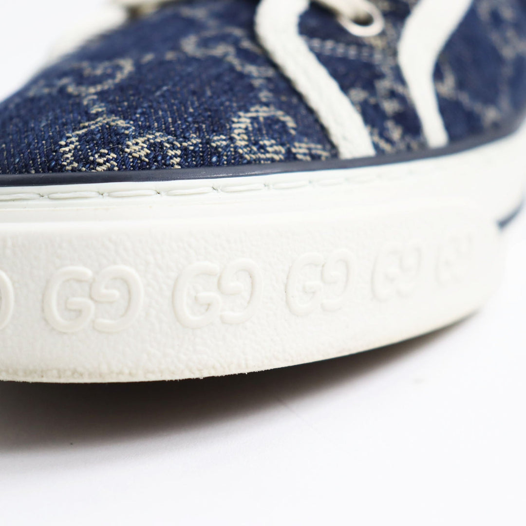 GUCCI Low cut sneakers 606111 GG jacquard denim multicolor Gucci Tennis 1977 mens 7+ Used Authentic