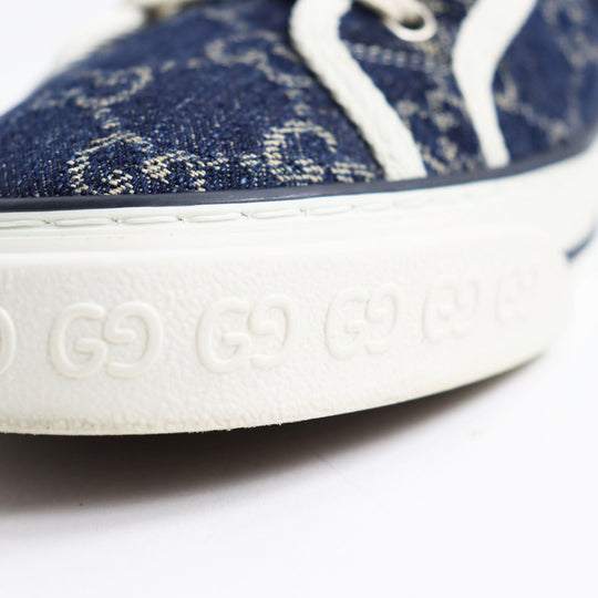 GUCCI Low cut sneakers 606111 GG jacquard denim multicolor Gucci Tennis 1977 mens 7+ Used Authentic