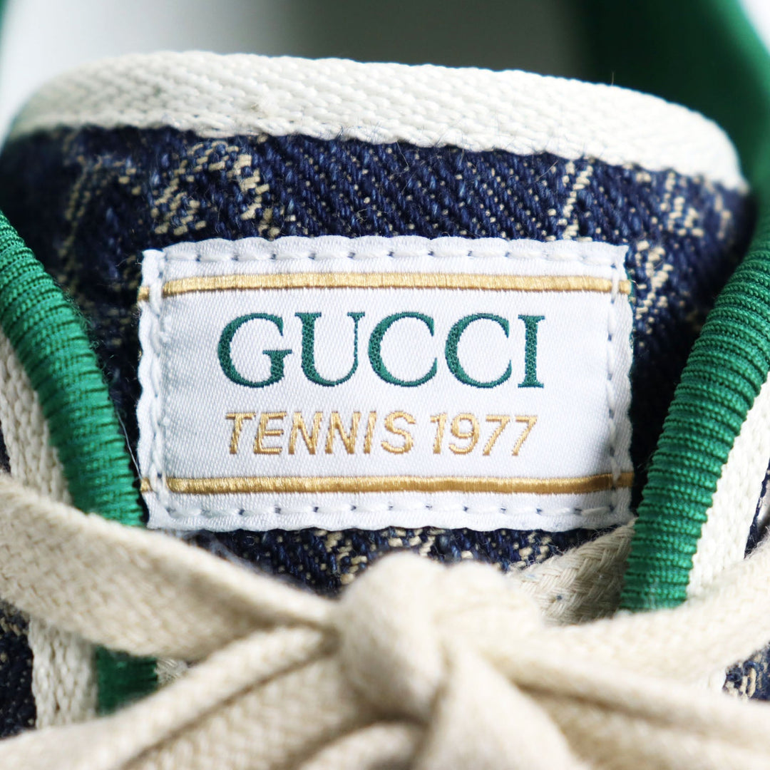 GUCCI Low cut sneakers 606111 GG jacquard denim multicolor Gucci Tennis 1977 mens 7+ Used Authentic
