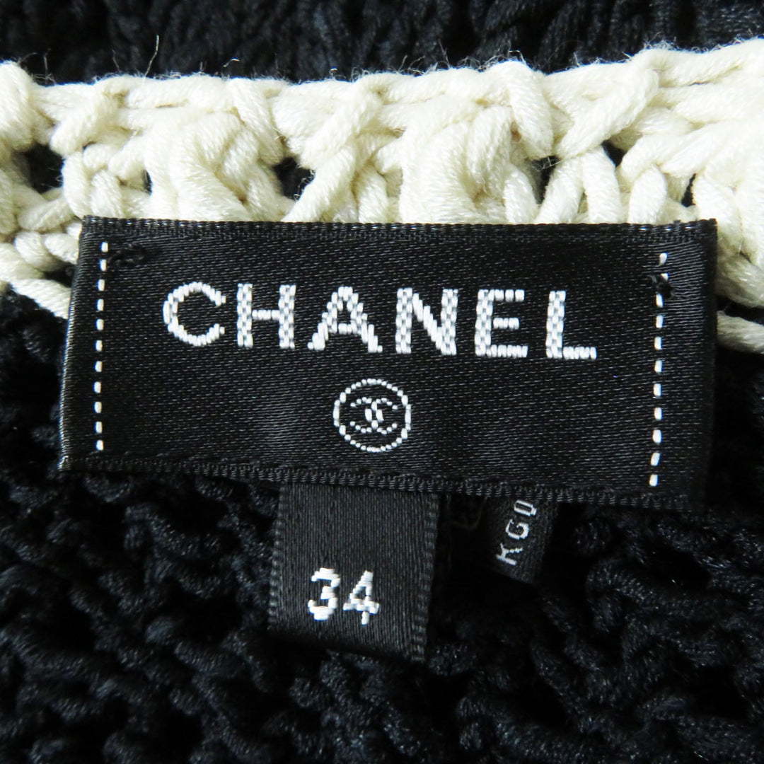 CHANEL one piece P72020 Outer material: 54% silk, Outer material: 45% cotton, Outer material: 1% nylon Black x white Women 34 Used Authentic
