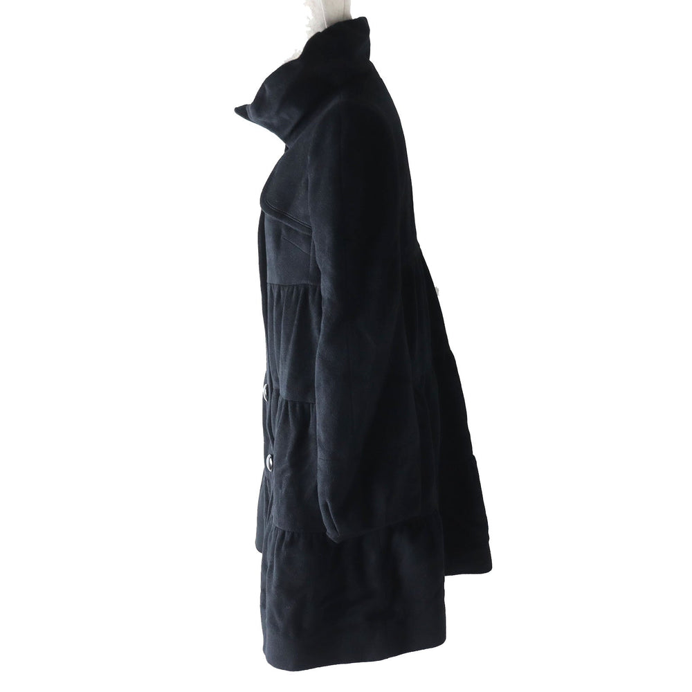 BURBERRY BLUE LABEL coat Outer material: 50% wool, Outer material: 30% rayon, Outer material: 20% angora, Lining (body): Cupra polyester Lining (sleeve): Polyester black Women 38 Used Authentic