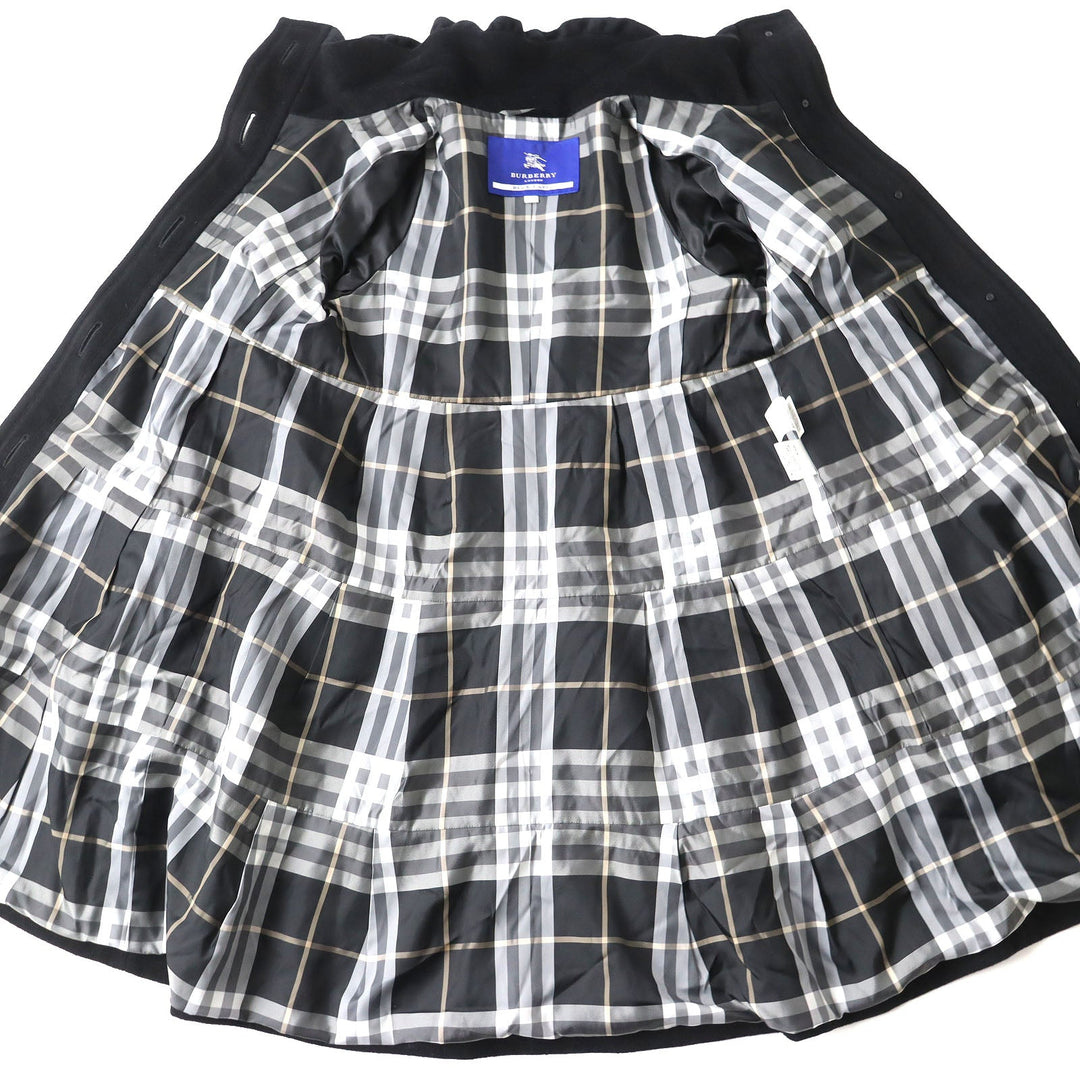 BURBERRY BLUE LABEL coat Outer material: 50% wool, Outer material: 30% rayon, Outer material: 20% angora, Lining (body): Cupra polyester Lining (sleeve): Polyester black Women 38 Used Authentic