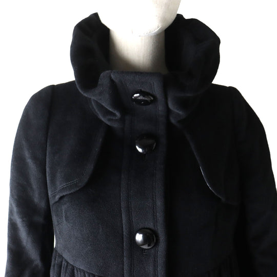 BURBERRY BLUE LABEL coat Outer material: 50% wool, Outer material: 30% rayon, Outer material: 20% angora, Lining (body): Cupra polyester Lining (sleeve): Polyester black Women 38 Used Authentic