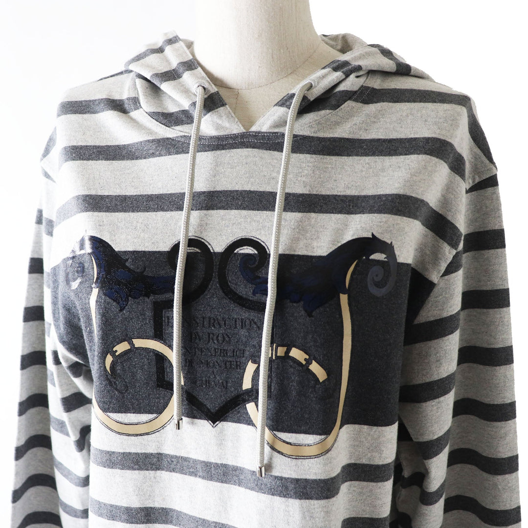 HERMES one piece Outer: 100% cotton, Rib: 82% cotton, 16% nylon, 2% polyurethane Gray Border Pattern L'Instruction du Roy Women 34 Used Authentic