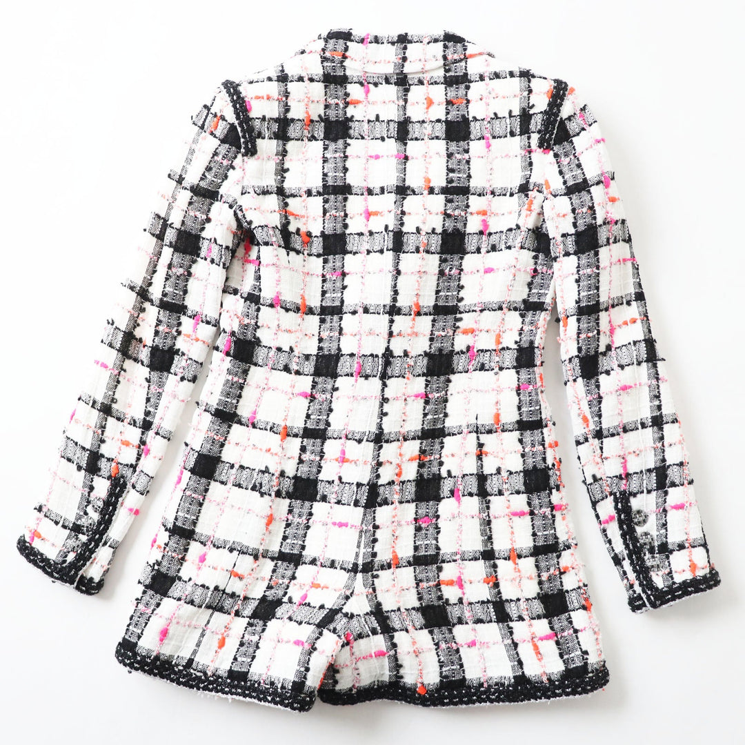 CHANEL overalls 20S P64167 Outer material: 89% nylon, Outer material: 4% cotton, Outer material: 4% acrylic, Outer material: 3% rayon, Lining: , Slit thread specification Lining: 100% silk White Black Pink Orange Women 34 Used Authentic