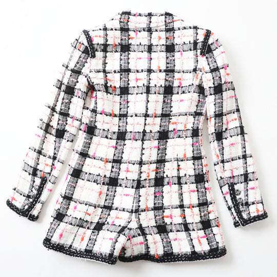CHANEL overalls 20S P64167 Outer material: 89% nylon, Outer material: 4% cotton, Outer material: 4% acrylic, Outer material: 3% rayon, Lining: , Slit thread specification Lining: 100% silk White Black Pink Orange Women 34 Used Authentic
