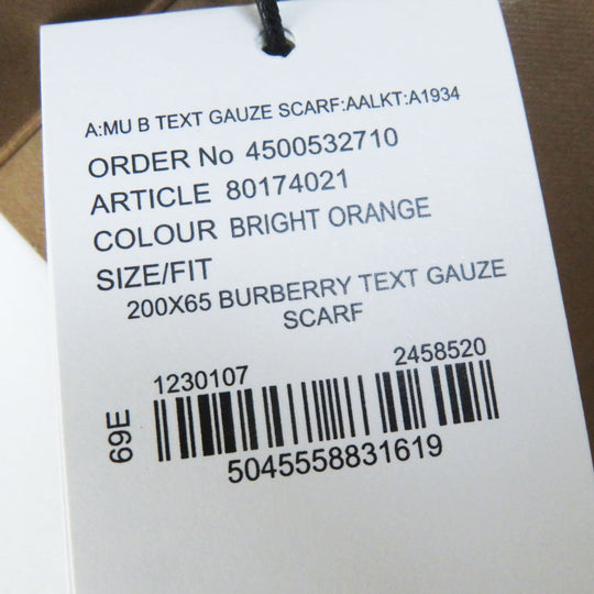 BURBERRY LONDON Stall 80174021 Main: 51% wool, Main: 49% silk Orange Women Used Authentic