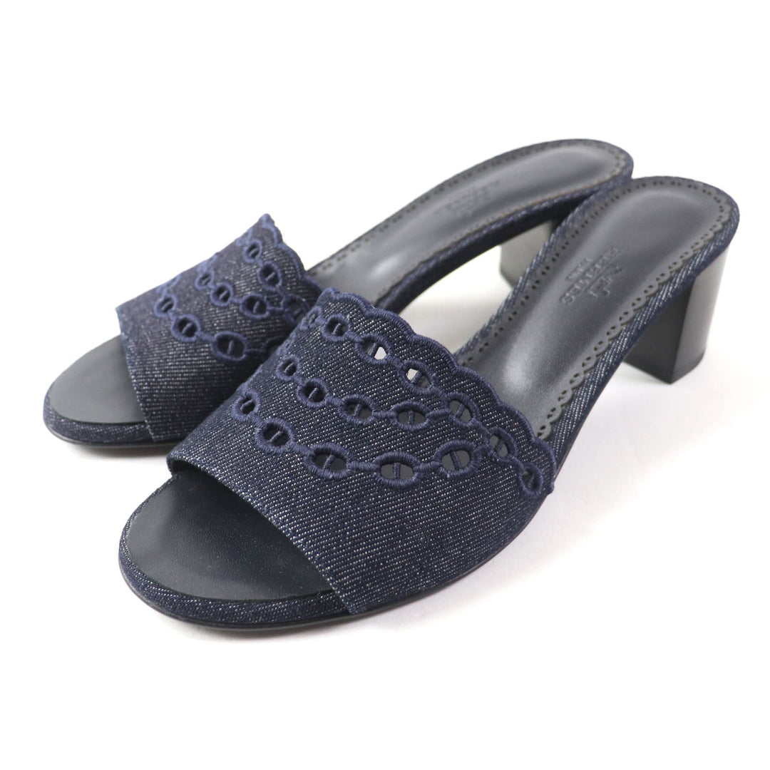 HERMES Sandals Main: Denim Indigo Gladys 45 Women 38 Used Authentic