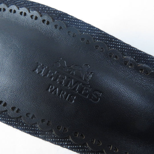 HERMES Sandals Main: Denim Indigo Gladys 45 Women 38 Used Authentic