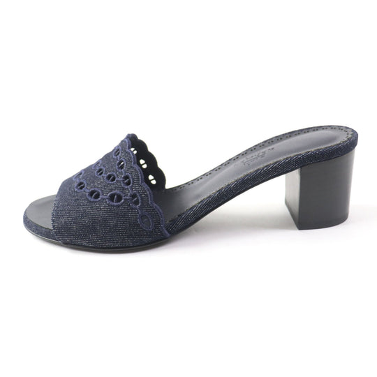 HERMES Sandals Main: Denim Indigo Gladys 45 Women 38 Used Authentic