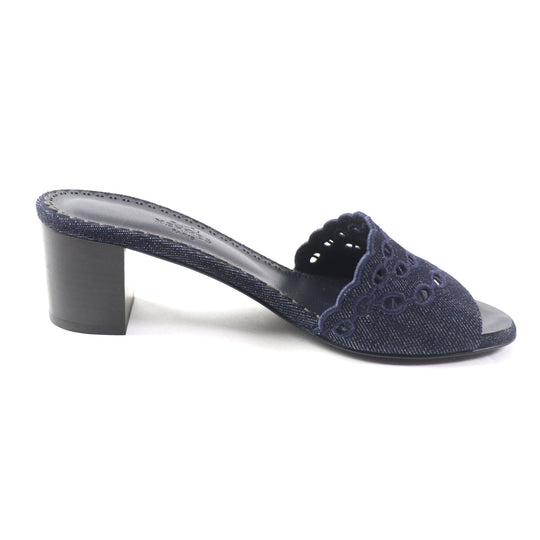 HERMES Sandals Main: Denim Indigo Gladys 45 Women 38 Used Authentic