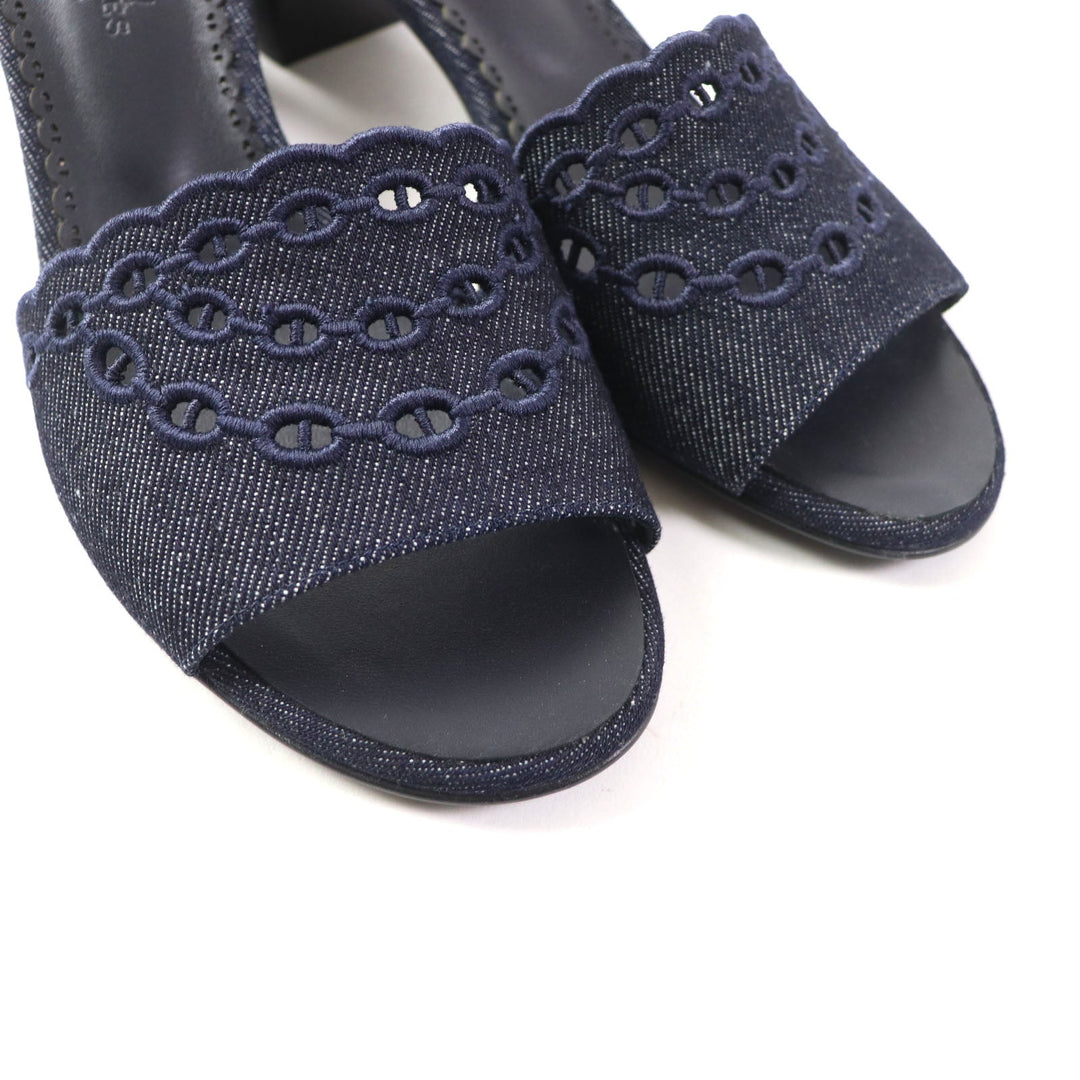 HERMES Sandals Main: Denim Indigo Gladys 45 Women 38 Used Authentic