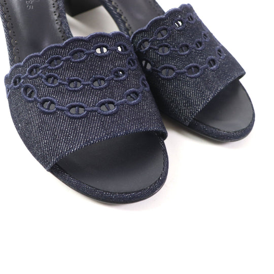 HERMES Sandals Main: Denim Indigo Gladys 45 Women 38 Used Authentic