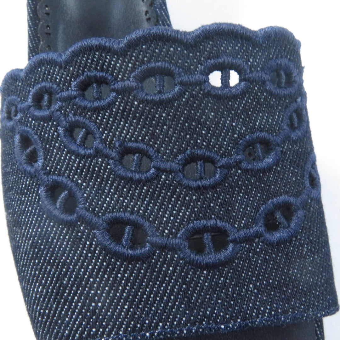 HERMES Sandals Main: Denim Indigo Gladys 45 Women 38 Used Authentic