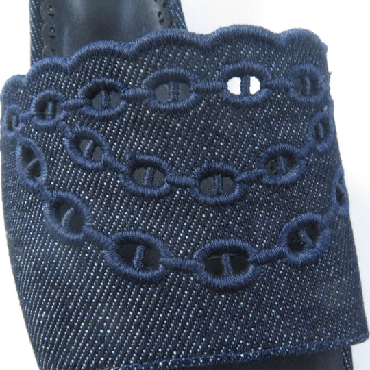 HERMES Sandals Main: Denim Indigo Gladys 45 Women 38 Used Authentic