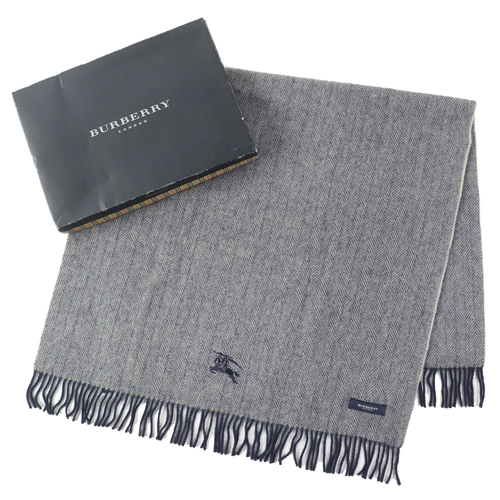 BURBERRY LONDON Scarf Main: 100% wool Gray navy unisex(Unisex) Used Authentic