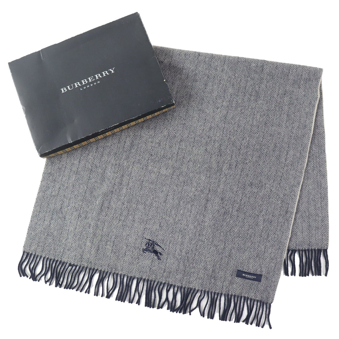 BURBERRY LONDON Scarf Main: 100% wool Gray navy unisex(Unisex) Used Authentic