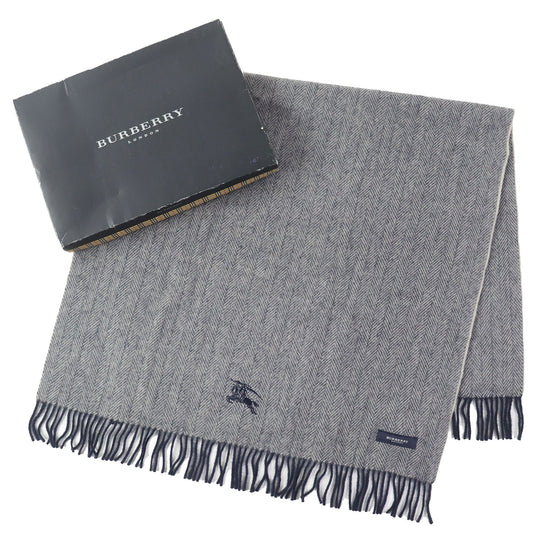 BURBERRY LONDON Scarf Main: 100% wool Gray navy unisex(Unisex) Used Authentic