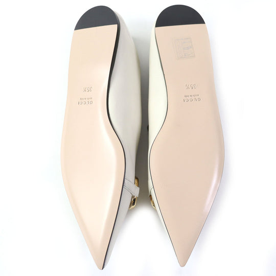 GUCCI pumps 621161 Main: Leather Ivory Women 35 1/2 Used Authentic