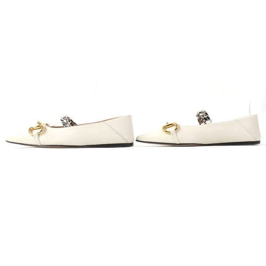 GUCCI pumps 621161 Main: Leather Ivory Women 35 1/2 Used Authentic