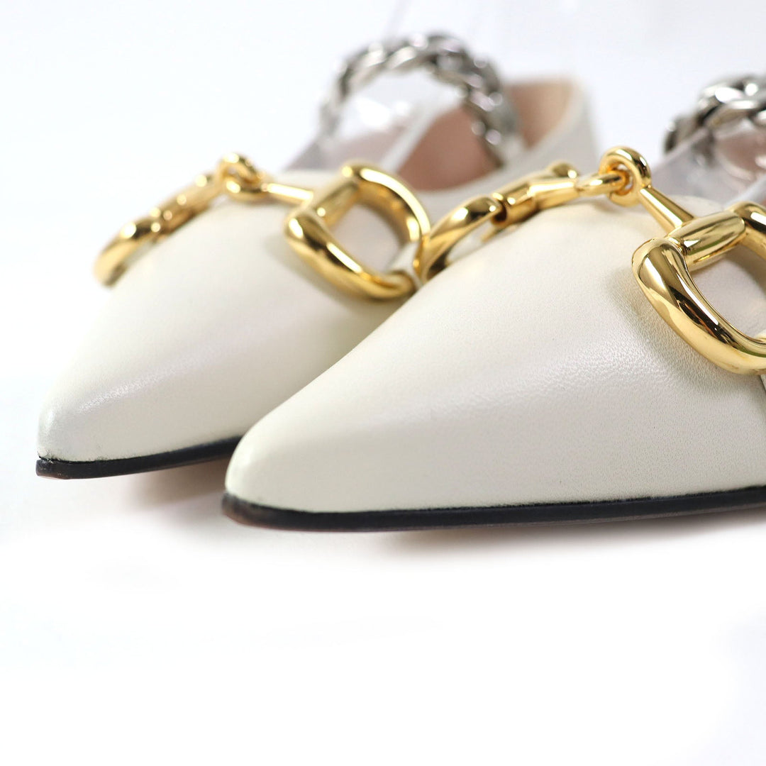 GUCCI pumps 621161 Main: Leather Ivory Women 35 1/2 Used Authentic