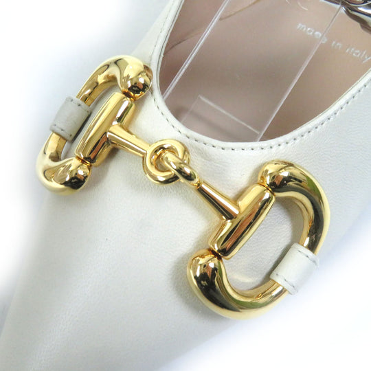 GUCCI pumps 621161 Main: Leather Ivory Women 35 1/2 Used Authentic