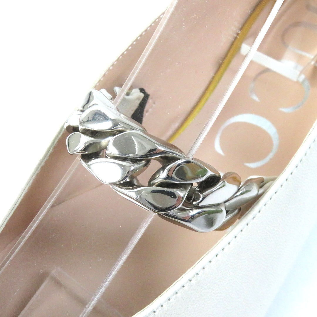GUCCI pumps 621161 Main: Leather Ivory Women 35 1/2 Used Authentic