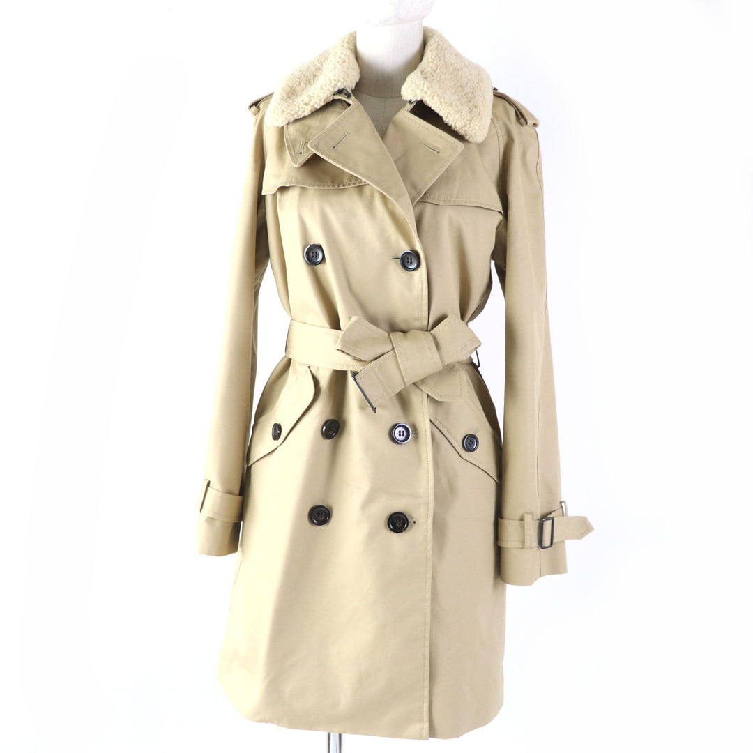 COACH trench coat F86233 Main: 68% cotton, Main: 32% polyester, Lining: 100% polyester, Fur: Mouton, Part: Leather, Lining: (Sleeve lining) 100% cotton Liner: 51% polyester, 2% nylon, 47% wool Part: 100% polyester beige Women S Used Authentic