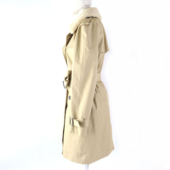 COACH trench coat F86233 Main: 68% cotton, Main: 32% polyester, Lining: 100% polyester, Fur: Mouton, Part: Leather, Lining: (Sleeve lining) 100% cotton Liner: 51% polyester, 2% nylon, 47% wool Part: 100% polyester beige Women S Used Authentic