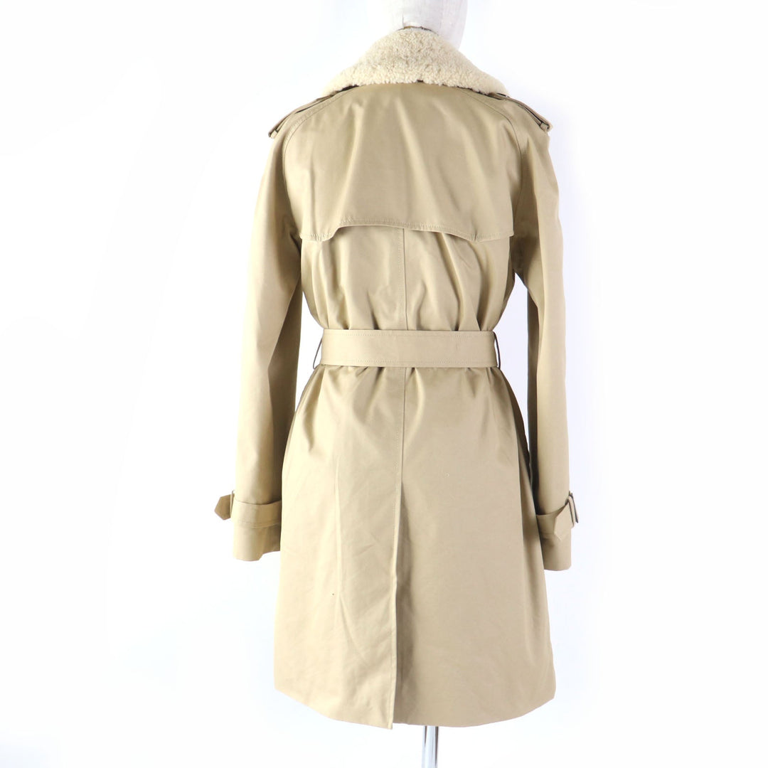 COACH trench coat F86233 Main: 68% cotton, Main: 32% polyester, Lining: 100% polyester, Fur: Mouton, Part: Leather, Lining: (Sleeve lining) 100% cotton Liner: 51% polyester, 2% nylon, 47% wool Part: 100% polyester beige Women S Used Authentic