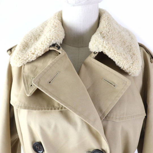 COACH trench coat F86233 Main: 68% cotton, Main: 32% polyester, Lining: 100% polyester, Fur: Mouton, Part: Leather, Lining: (Sleeve lining) 100% cotton Liner: 51% polyester, 2% nylon, 47% wool Part: 100% polyester beige Women S Used Authentic