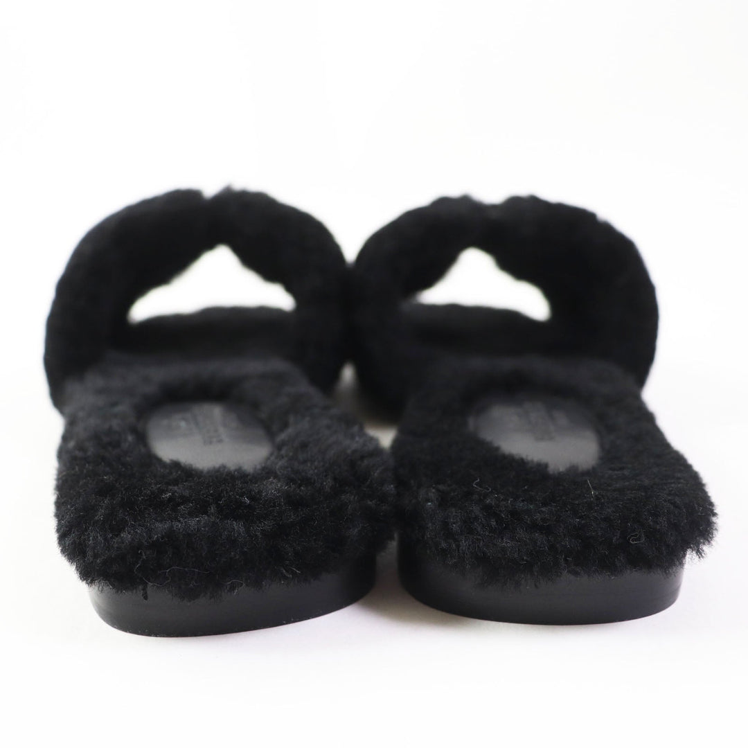 HERMES Sandals H212178Z Ramfer black Oran Women 35 Used Authentic