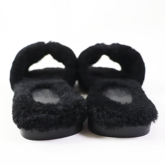 HERMES Sandals H212178Z Ramfer black Oran Women 35 Used Authentic