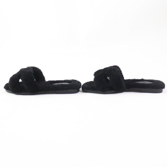 HERMES Sandals H212178Z Ramfer black Oran Women 35 Used Authentic