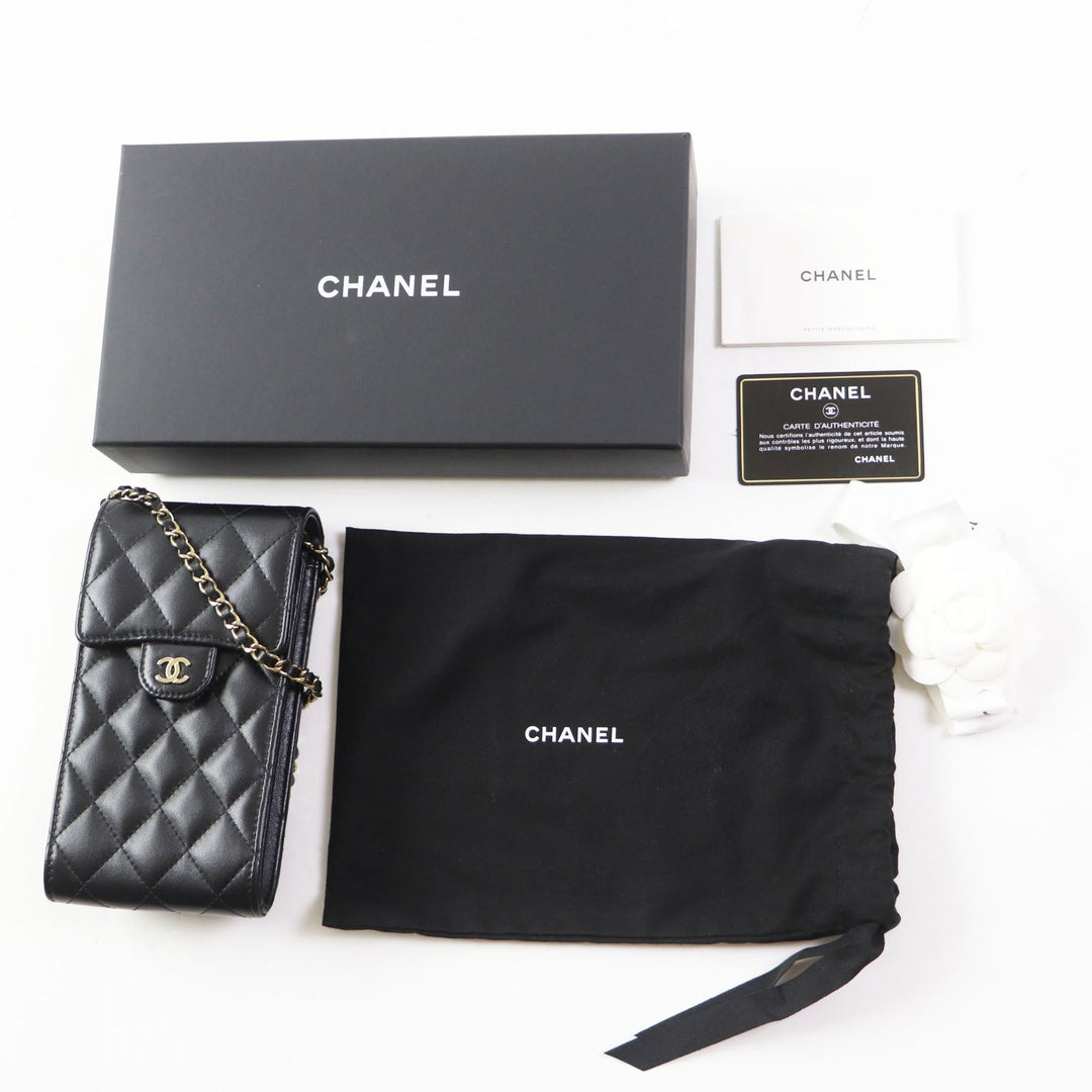 CHANEL Shoulder Bag AP2164 Main: Lamb leather black Matrasse Women Used Authentic