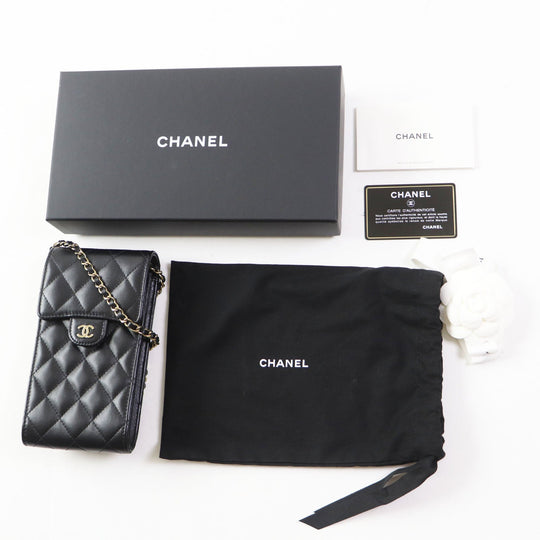 CHANEL Shoulder Bag AP2164 Main: Lamb leather black Matrasse Women Used Authentic