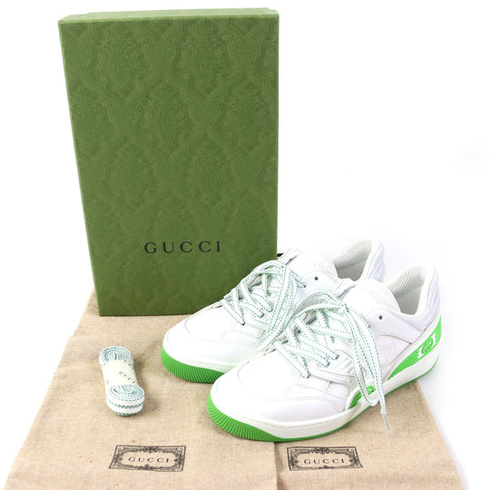 GUCCI Low cut sneakers 700290 PVC, Leather White green Women 35 Used Authentic