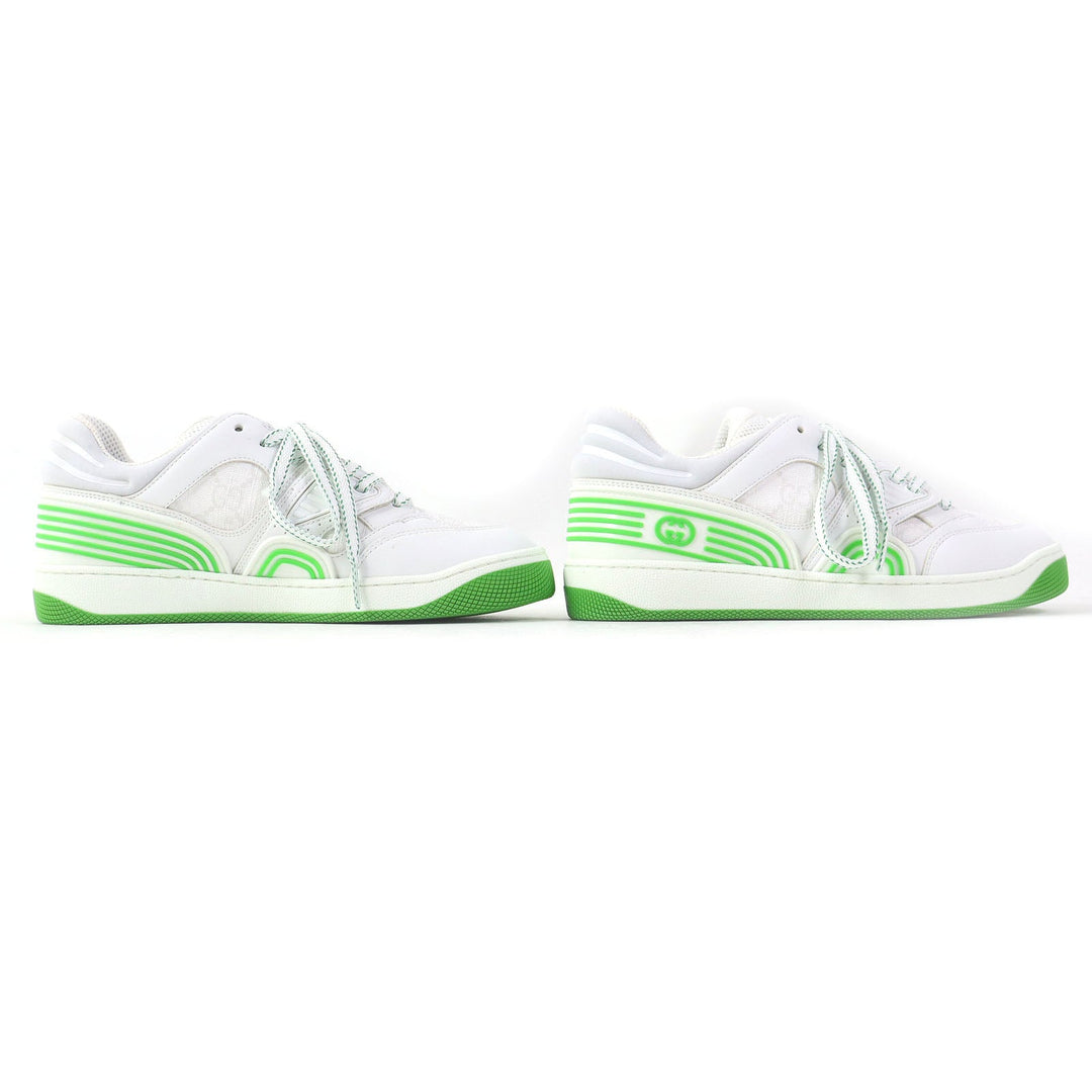 GUCCI Low cut sneakers 700290 PVC, Leather White green Women 35 Used Authentic