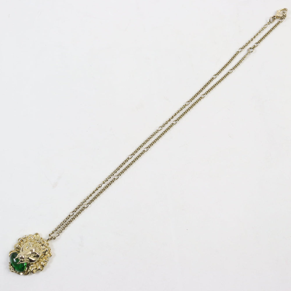 GUCCI Necklace Main: Gold Plated Part: Color Stone Gold green 412885 mens Used Authentic