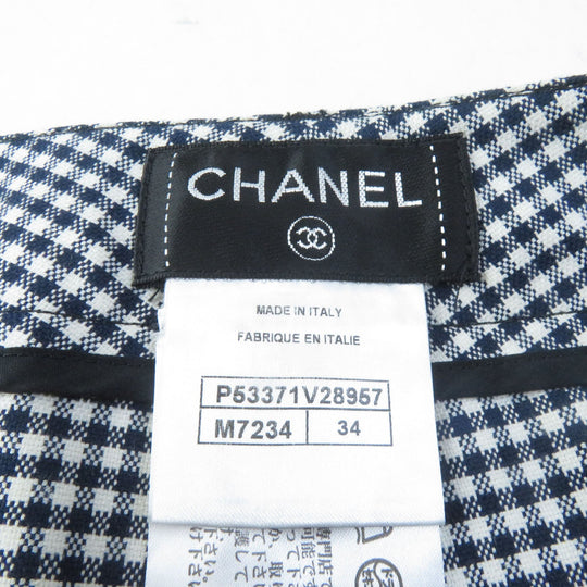 CHANEL Pants P53371 Main: 98% cotton, Main: 2% elastane (polyurethane) Navy white Women 34 Used Authentic