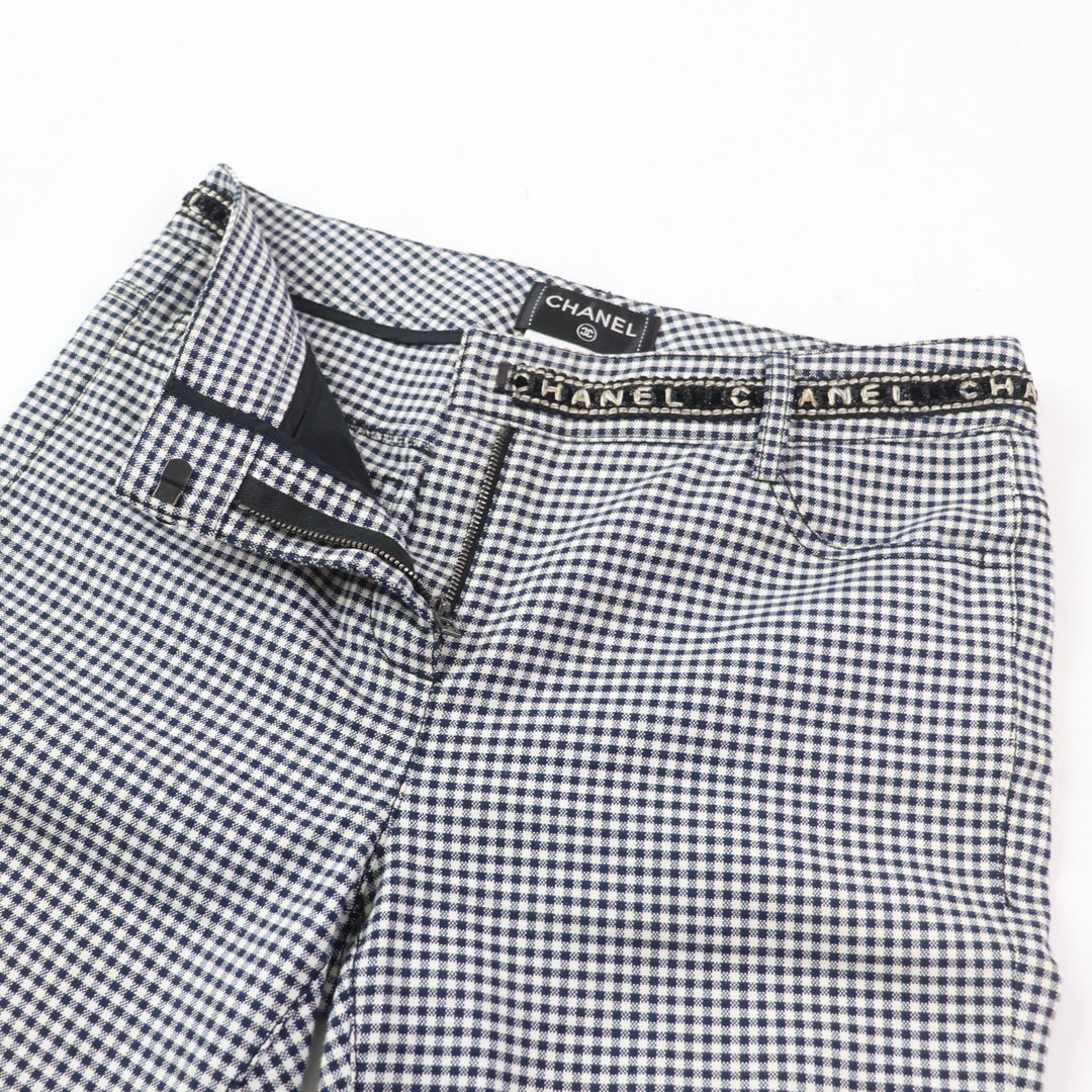 CHANEL Pants P53371 Main: 98% cotton, Main: 2% elastane (polyurethane) Navy white Women 34 Used Authentic
