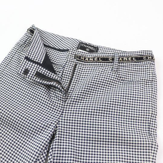 CHANEL Pants P53371 Main: 98% cotton, Main: 2% elastane (polyurethane) Navy white Women 34 Used Authentic